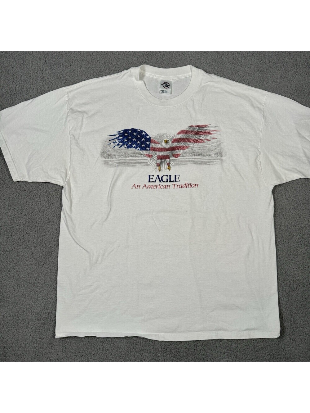 White Eagle American Flag Tradition Short Sleeve T-Shirt Adult 2XL Delta